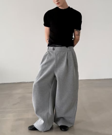 アシメデザインタックワイドストレートスラックス / 2color