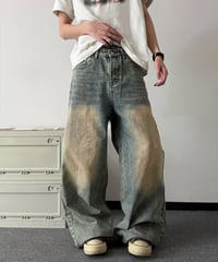 ヴィンテージグラデーション ルーズワイドデニムパンツ