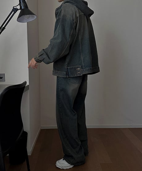 ヴィンテージウォッシュ ワイドデニムパンツ
