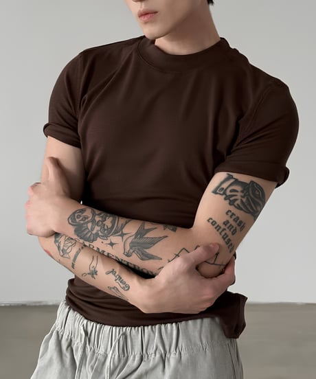 ウールブレンドタイトフィットハーフスリーブTシャツ / 3color