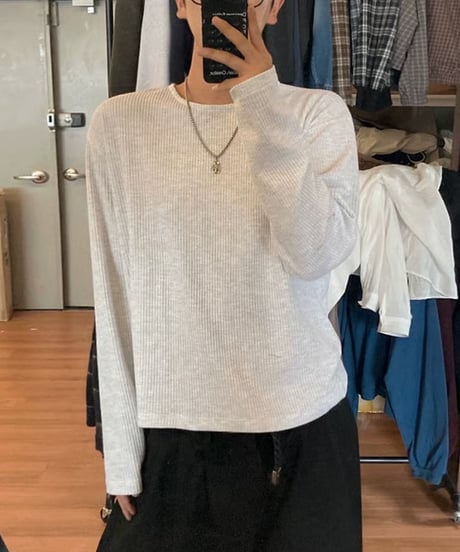 ワッフルクルーネックロンT / 2color