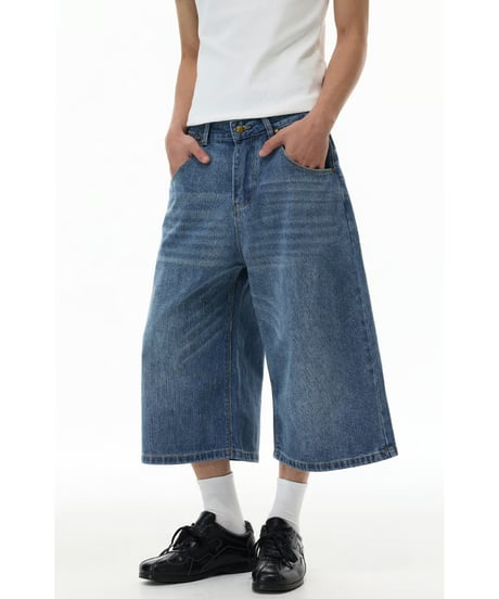 ヴィンテージワーク タック クロップドバギーデニムパンツ