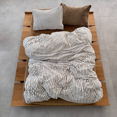 beddingsets-03213　Warm Thick Fiber Brushed Stripe Bedding Set (White/Brown)