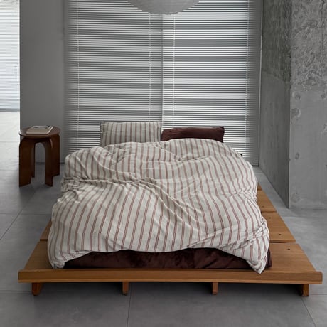 beddingsets-03207　Warm Thick Fiber Brushed Double Stripe Bedding Set (Mint Ice×Clay Brown)