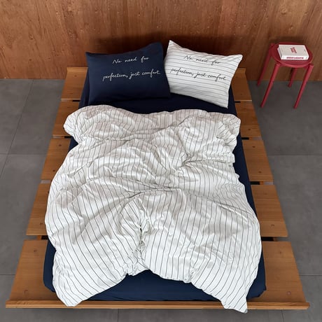 beddingsets-03191　No need for perfection, just comfort - Pinstripe Duvet Cover Set with Message