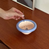 incenseholder-03092　Bicolor Stoneware Incense Holder