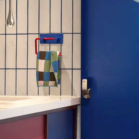 wall-03121　Blue×Red Iron Toilet Paper Holder