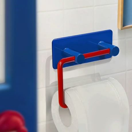 wall-03121　Blue×Red Iron Toilet Paper Holder