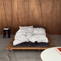 beddingsets-03212　Warm Thick Fiber Brushed Stripe Bedding Set (White×Gray)