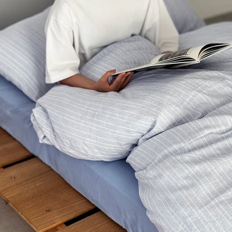 beddingsets-03175　Blue Stripe×Light Blue Stripe Duvet Cover Set