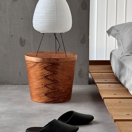 table-03240　Natural Wood SHAKER BOX Tapered Side Table Brown