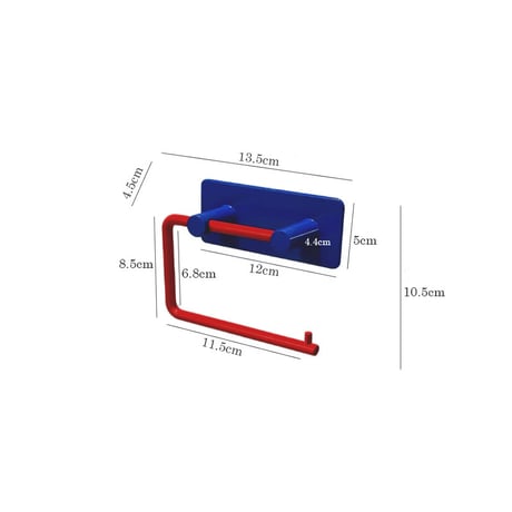 wall-03121　Blue×Red Iron Toilet Paper Holder