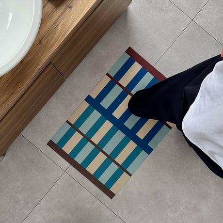 mat-03117　Blue Multi-Stripe Diatomite Quick-Dry Mat 40cm×60cm