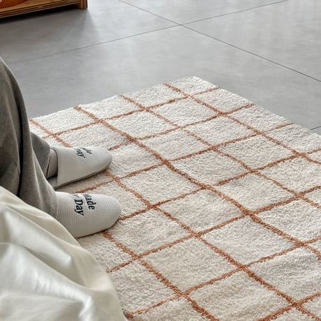 rug-03080　Orange Graph Check Rug 80×120