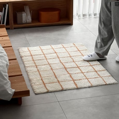 rug-03080　Orange Graph Check Rug 80×120