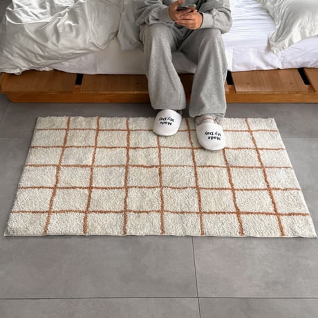 rug-03080　Orange Graph Check Rug 80×120