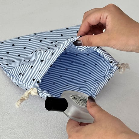 pouch-03009　Heart Dot Pattern Drawstring Pouch Set of 2 S/L