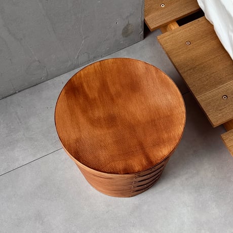 table-03240　Natural Wood SHAKER BOX Tapered Side Table Brown