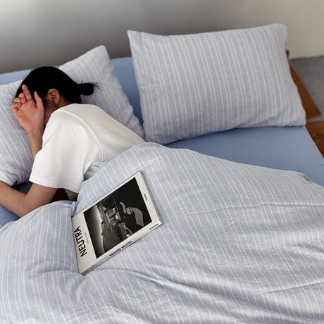 beddingsets-03175　Blue Stripe×Light Blue Stripe Duvet Cover Set