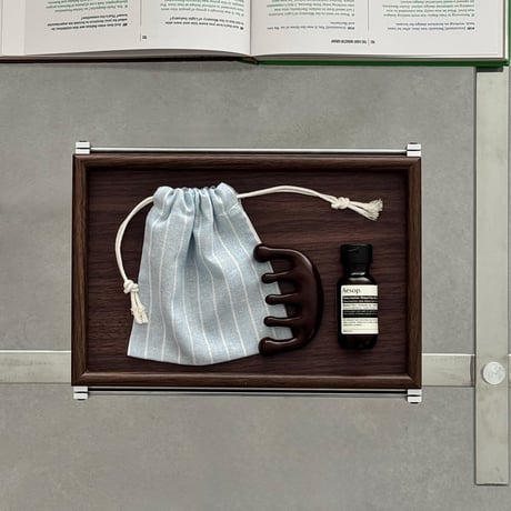 pouch-03008　Cotton-linen stripe drawstring pouch set of Set of 3 S/M/L