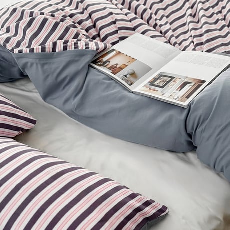 beddingsets-03168　purple×pink×white Multi-stripe Bedding Sets