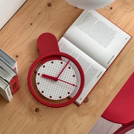 clock-03125　Red Frame Gridline Wall Clock Silent