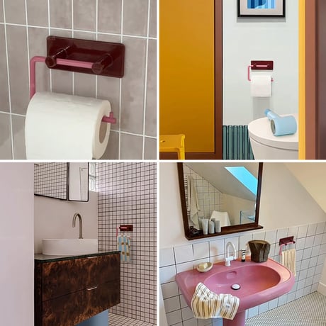 wall-03122　Brown×Pink Iron Toilet Paper Holder
