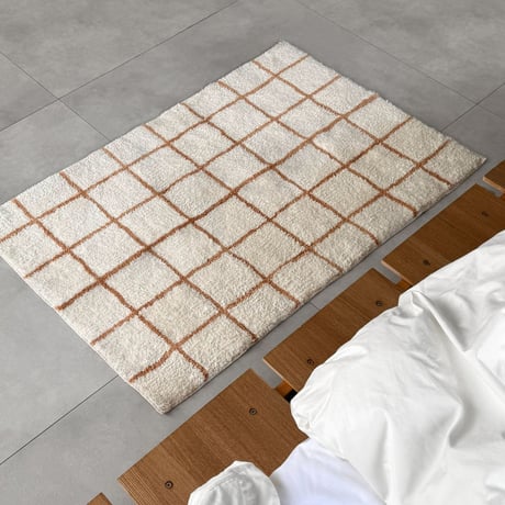 rug-03080　Orange Graph Check Rug 80×120