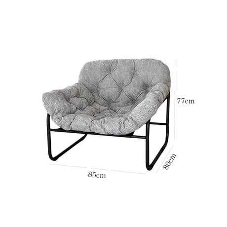 chair-03120　Textured Fabric Black Frame Padded Lounge Chair