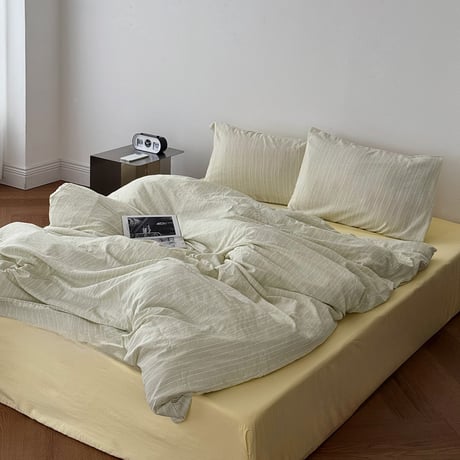 beddingsets-03179　Green Stripe×Yellow Stripe Duvet Cover Set