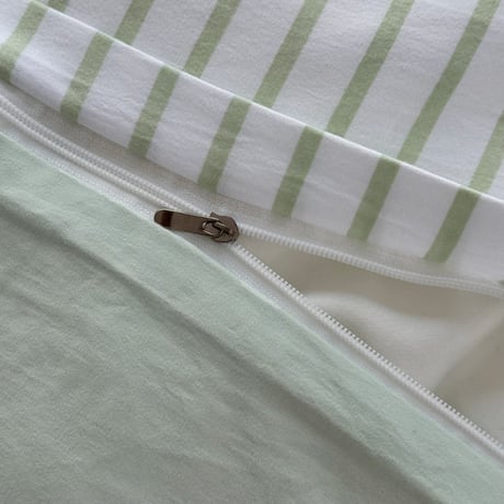 beddingsets-03178　green stripe×blue violet Stripe Reversible Duvet Cover Set