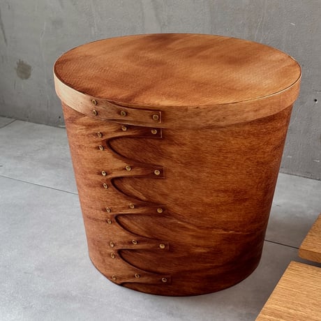 table-03240　Natural Wood SHAKER BOX Tapered Side Table Brown