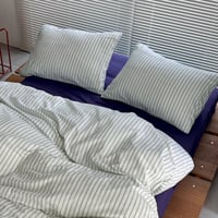 beddingsets-03178　green stripe×blue violet Stripe Reversible Duvet Cover Set