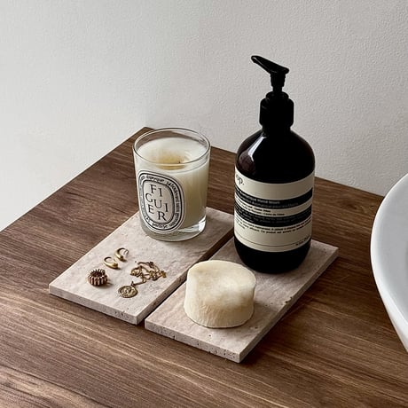 plate-03053　Natural Marble Travertine Stone Plate Tray 20x10