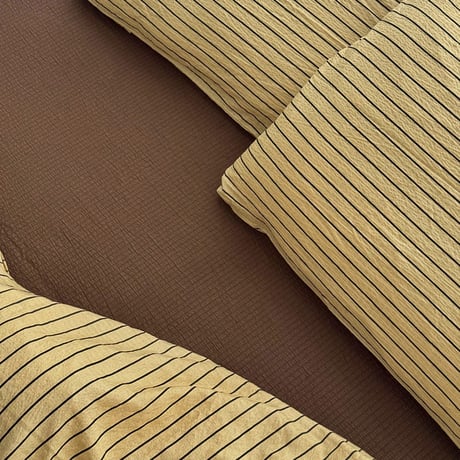 beddingsets-03196　Yellow×Brown Pinstripe Bedding Sets