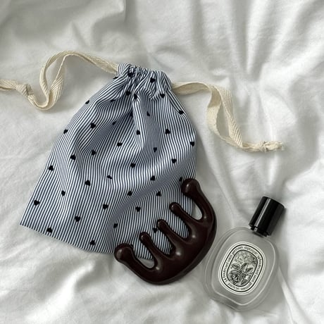 pouch-03009　Heart Dot Pattern Drawstring Pouch Set of 2 S/L