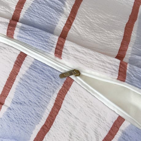 beddingsets-03192　light blue×white×red Stripe Bedding Sets