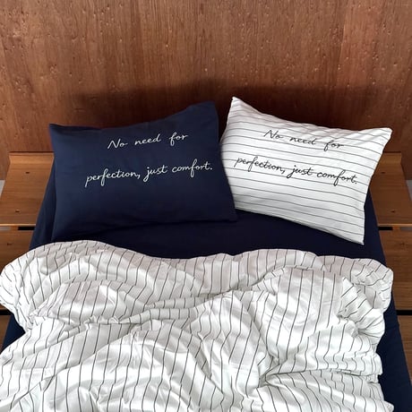 beddingsets-03191　No need for perfection, just comfort - Pinstripe Duvet Cover Set with Message
