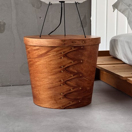 table-03240　Natural Wood SHAKER BOX Tapered Side Table Brown