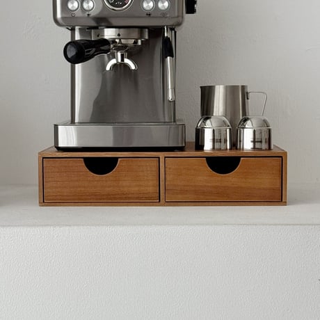box-03073　Natural Wood Coffee Machine Stand with Drawer Storage Rack