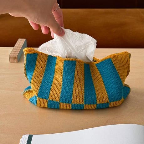 tissuebox-03097　Color Block Knit Tissue Case