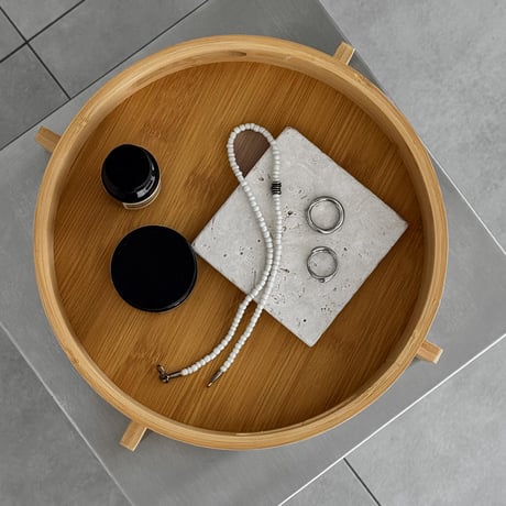 tray-03108　Stand Bamboo Round Tray