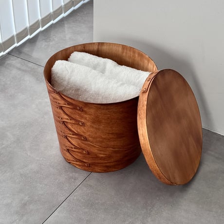 table-03240　Natural Wood SHAKER BOX Tapered Side Table Brown