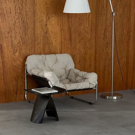 chair-03119　Textured Fabric Silver Frame Padded Lounge Chair