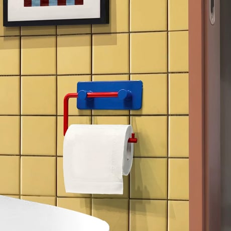 wall-03121　Blue×Red Iron Toilet Paper Holder