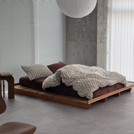 beddingsets-03207　Warm Thick Fiber Brushed Double Stripe Bedding Set (Mint Ice×Clay Brown)
