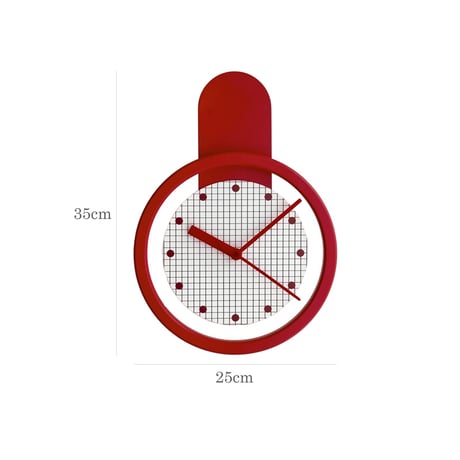 clock-03125　Red Frame Gridline Wall Clock Silent