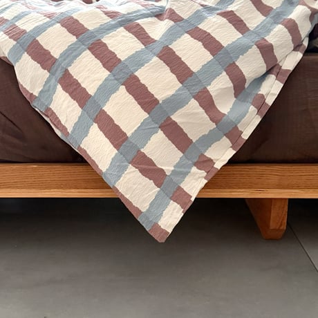 beddingsets-03203　Light Blue×Mauve Brown Grid Design Duvet Cover Set