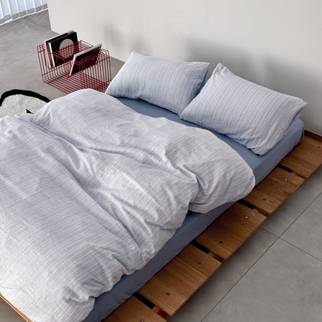 beddingsets-03175　Blue Stripe×Light Blue Stripe Duvet Cover Set