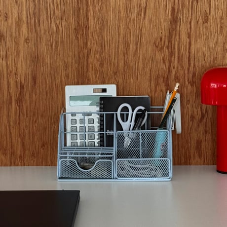 stationery-03059　Light Blue Steel Desk Organizer